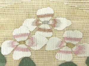 アンティーク　絽綴れ　花模様織出し名古屋帯